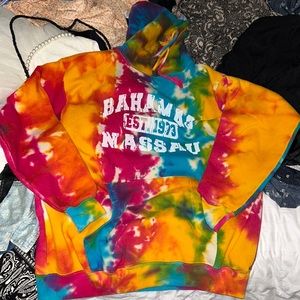 Bahamas print tie dye hoodie